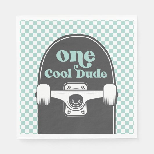 Serviette En Papier Skateboard One Cool Dude Anniversaire (Devant)