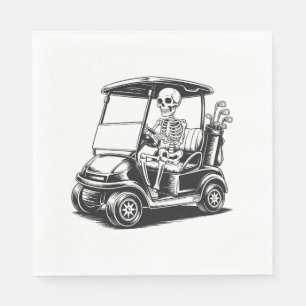 Serviette En Papier Skeletal Golfer Crâne Jouer Golf