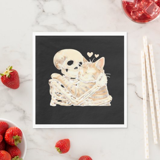 Serviette En Papier Skeleton Accrocher chat Halloween Amoureux des cha (En situation)