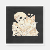 Serviette En Papier Skeleton Accrocher chat Halloween Amoureux des cha (Devant)