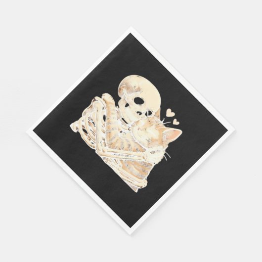 Serviette En Papier Skeleton Accrocher chat Halloween Amoureux des cha (Coin)