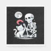 Serviette En Papier Skeleton Chat Halloween drôle mignon Éffrayant ess (Devant)