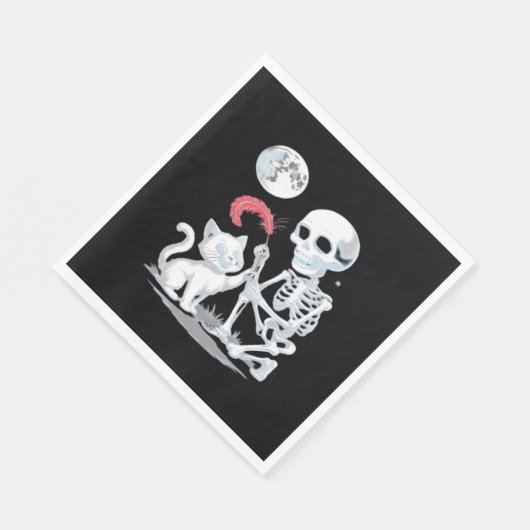 Serviette En Papier Skeleton Chat Halloween drôle mignon Éffrayant ess (Coin)