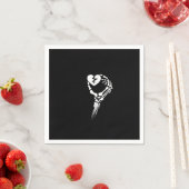 Serviette En Papier Skeleton Coeur de main (En situation)