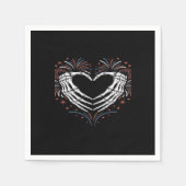 Serviette En Papier Skeleton Coeur main 4ème De L'Amérique Patriotique (Devant)