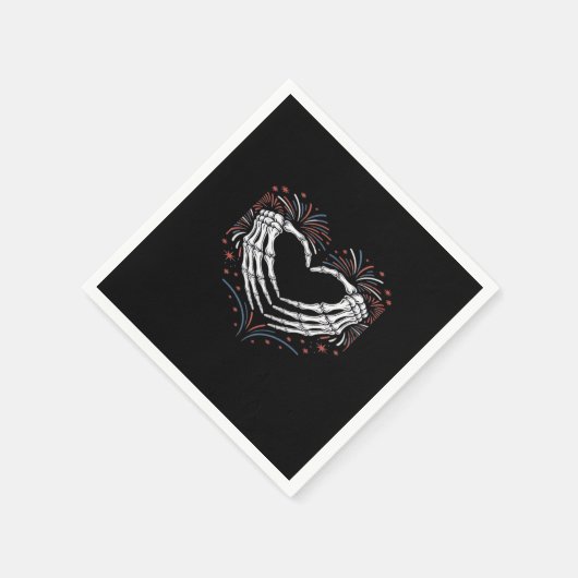Serviette En Papier Skeleton Coeur main 4ème De L'Amérique Patriotique (Coin)