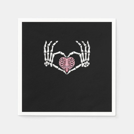 Serviette En Papier Skeleton Coeur main drôle Halloween Femmes Hommes (Devant)
