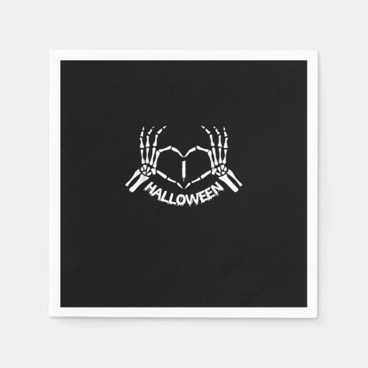 Serviette En Papier Skeleton Coeur main Lazy Costume d'Halloween drôle (Devant)
