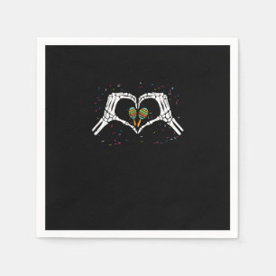 Serviette En Papier Skeleton Coeur main Maracas Cinco De Mayo Mexicain