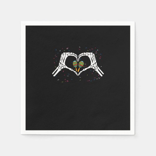 Serviette En Papier Skeleton Coeur main Maracas Cinco De Mayo Mexicain (Devant)