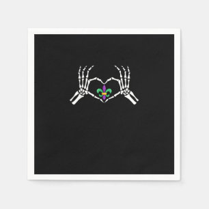 Serviette En Papier Skeleton Coeur main Mardi Gras