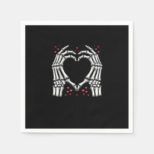 Serviette En Papier Skeleton Coeur main Valentines Jour Drôle Couple (Devant)