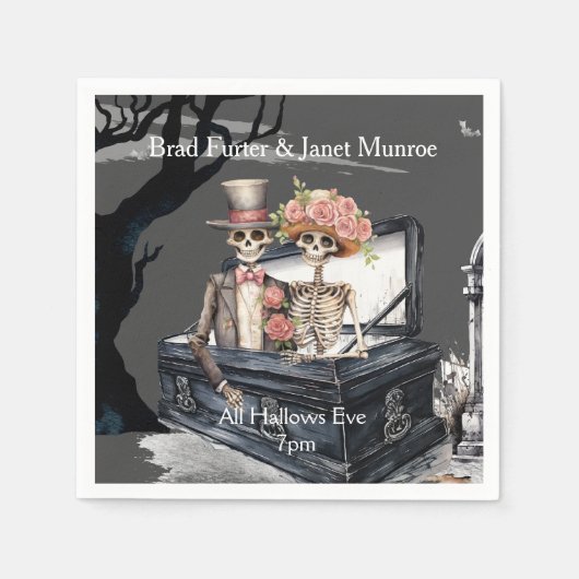 Serviette En Papier Skeleton Couple Mariage (Devant)