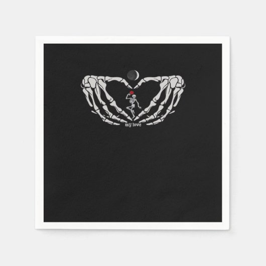 Serviette En Papier Skeleton Femme Avec Rouge Dans Le Coeur Fait De Ma (Devant)