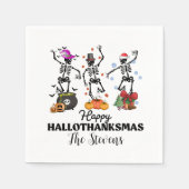 Serviette En Papier Skeleton Hallothanksmas heureux (Devant)