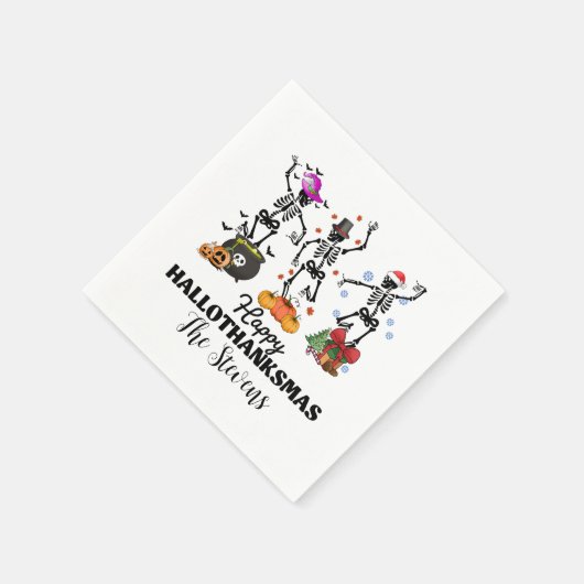 Serviette En Papier Skeleton Hallothanksmas heureux (Coin)