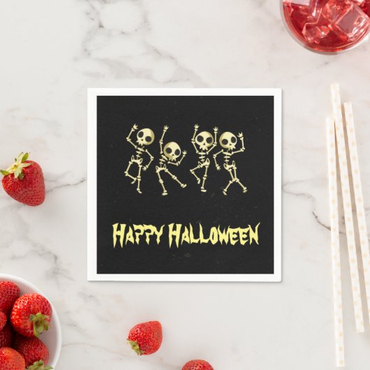 Serviette En Papier Skeleton Halloween (En situation)
