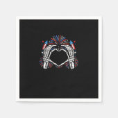 Serviette En Papier Skeleton Hand Heart USA Patriotic American (Devant)