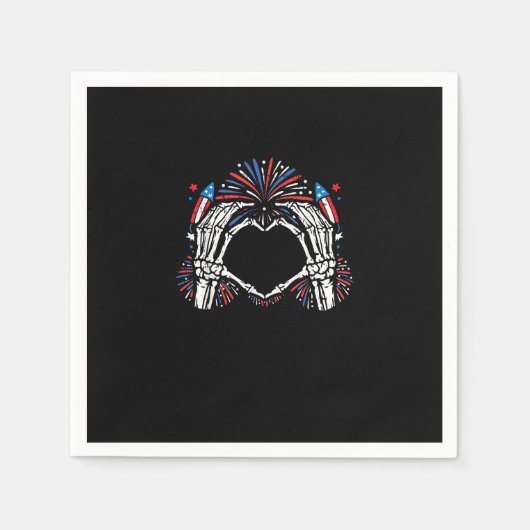 Serviette En Papier Skeleton Hand Heart USA Patriotic American (Devant)