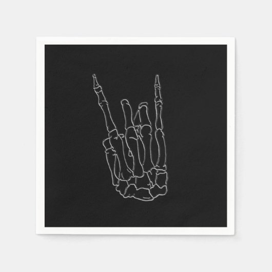 Serviette En Papier Skeleton Hand Rock Star Black Birday Party (Devant)
