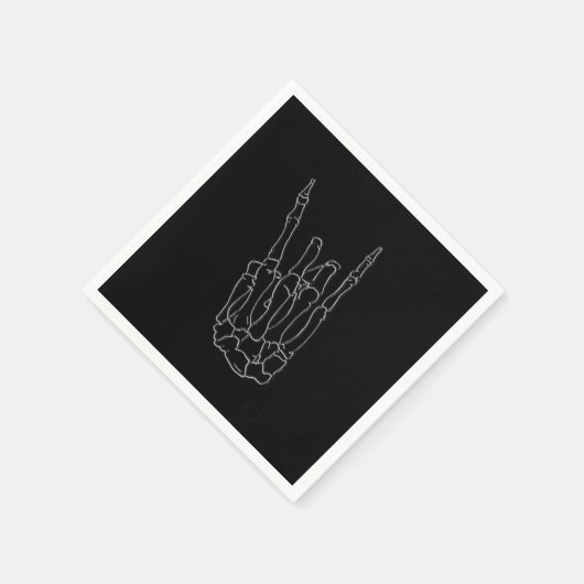 Serviette En Papier Skeleton Hand Rock Star Black Birday Party (Coin)