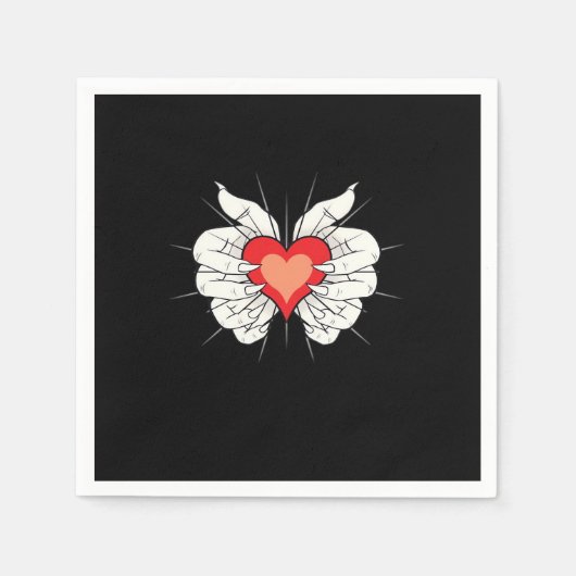 Serviette En Papier Skeleton Hands Heart Classic (Devant)