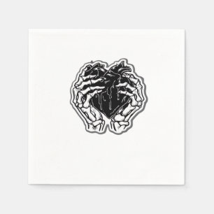 Serviette En Papier Skeleton Heart Hands Drôle