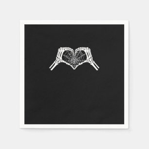 Serviette En Papier Skeleton Heart Hands Spiderweb Halloween Éffrayant