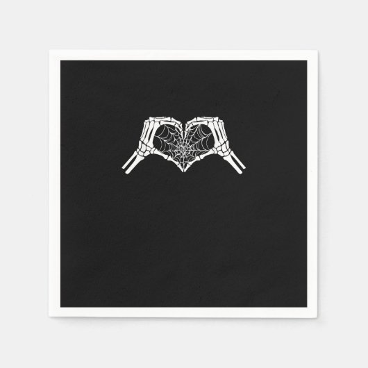 Serviette En Papier Skeleton Heart Hands Spiderweb Halloween Éffrayant (Devant)