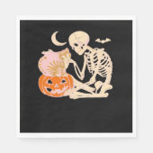 Serviette En Papier Skeleton Hugging Cat Halloween Amoureux des chats  (Devant)