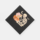 Serviette En Papier Skeleton Hugging Cat Halloween Amoureux des chats  (Coin)