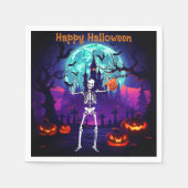 Serviette En Papier Skeleton Joyeux Halloween Napkins (Devant)
