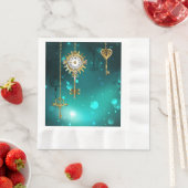 Serviette En Papier Skeleton Keys on Green Background (En situation)