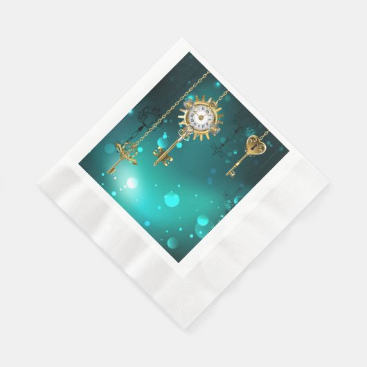 Serviette En Papier Skeleton Keys on Green Background (Coin)