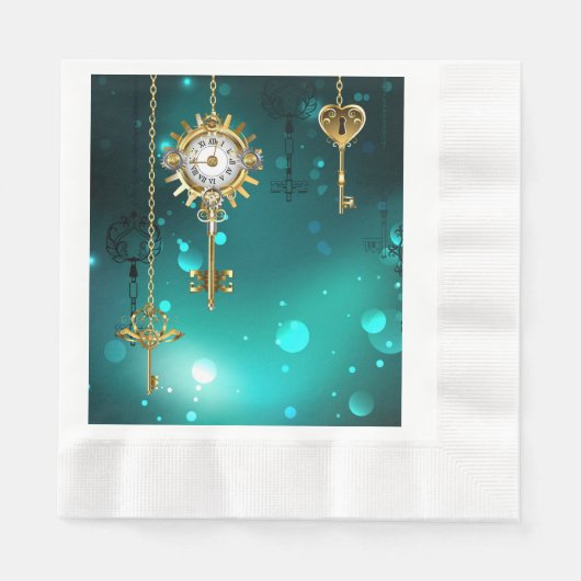 Serviette En Papier Skeleton Keys on Green Background (Devant)