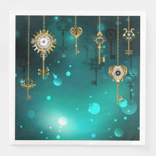 Serviette En Papier Skeleton Keys on Green Background
