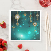 Serviette En Papier Skeleton Keys on Green Background (En situation)
