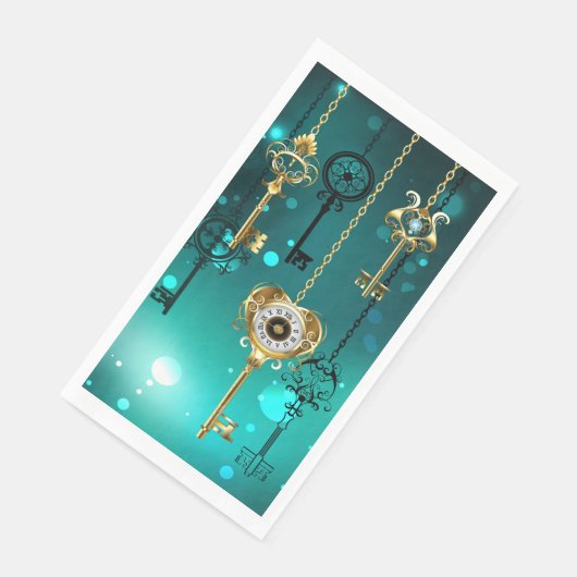 Serviette En Papier Skeleton Keys on Green Background (Coin)