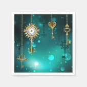 Serviette En Papier Skeleton Keys on Green Background (Devant)