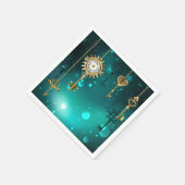 Serviette En Papier Skeleton Keys on Green Background (Coin)