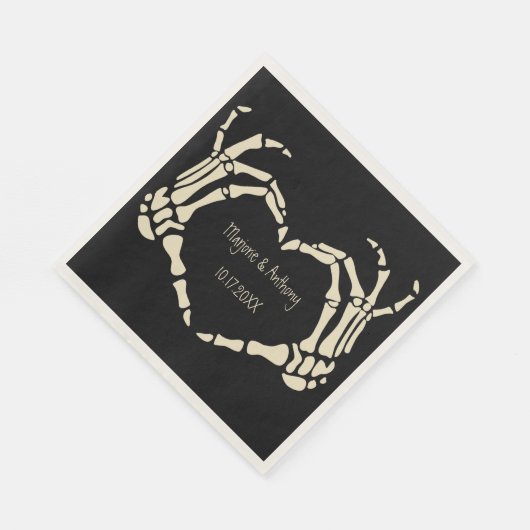 Serviette En Papier Skeleton Main Forme de coeur Mariage personnalisé (Coin)