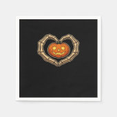 Serviette En Papier Skeleton Mains Coeur avec Citrouille mignon Hall É (Devant)