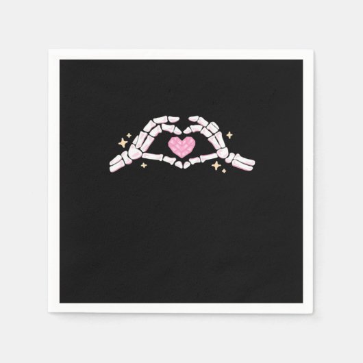 Serviette En Papier Skeleton Mains Coeur drôle (Devant)