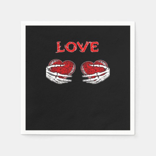 Serviette En Papier Skeleton Mains Coeur Drôle Design (Devant)