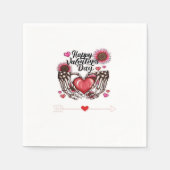 Serviette En Papier Skeleton Mains Valentines Classic de la journée (Devant)