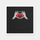Serviette En Papier Skeleton Met Un Coeur Halloween Éffrayant (Devant)