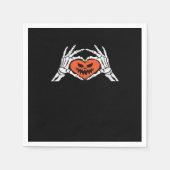 Serviette En Papier Skeleton Met Un Coeur Halloween Éffrayant Classiqu (Devant)