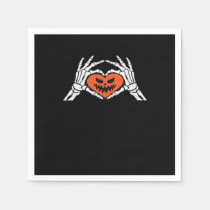 Serviette En Papier Skeleton Met Un Coeur Halloween Éffrayant Classiqu