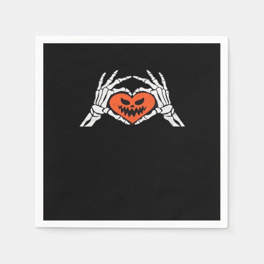 Serviette En Papier Skeleton Met Un Coeur Halloween Éffrayant Classiqu (Devant)