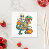Serviette En Papier Skeleton Whimsical équitation maman T-Rex Hallowee (En situation)